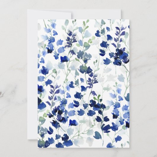 Blauer Blumenbrauchtdusche Einladung (Rückseite)