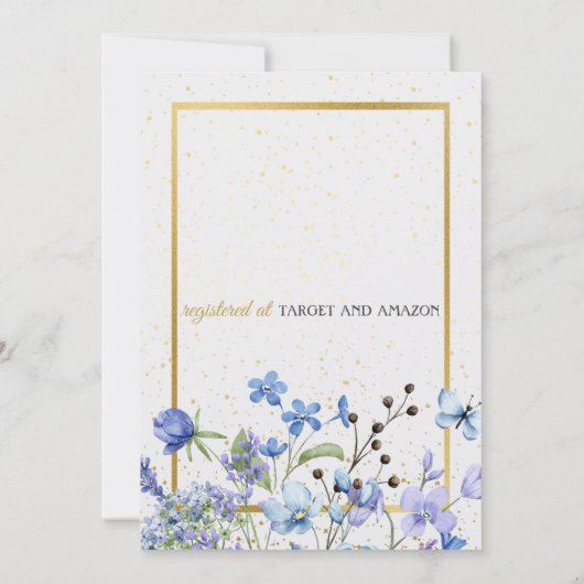 Blauer Blumenbrauchtdusche Einladung (Rückseite)