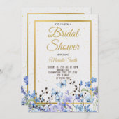 Blauer Blumenbrauchtdusche Einladung (Vorne/Hinten)