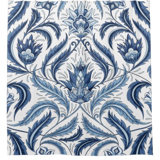 Blauer Blumendach Blumenduschvorhang Duschvorhang (Vorderseite)