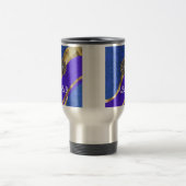 Blauer Blumendamast und Goldband Reisebecher (Mittel)