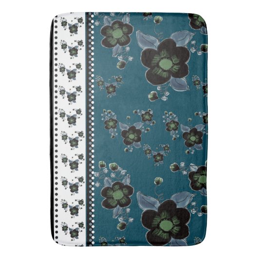 Blauer Blumendesigner Badematte (Vorderseite Vertikal)