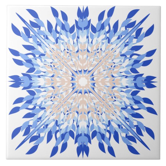 Blauer Blumendruck an der Küste Fliese (Vorderseite)