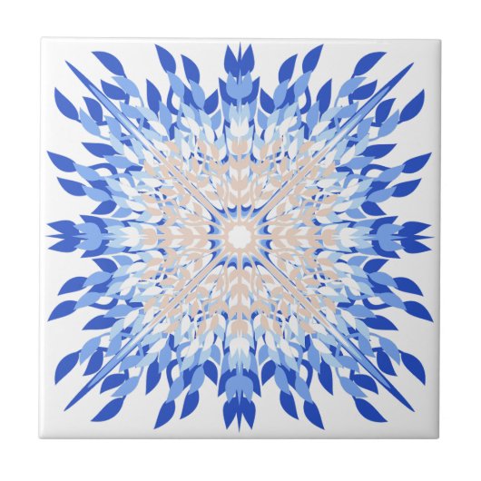 Blauer Blumendruck an der Küste Fliese (Vorderseite)