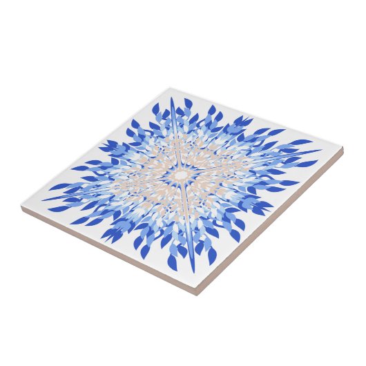 Blauer Blumendruck an der Küste Fliese (Seite)