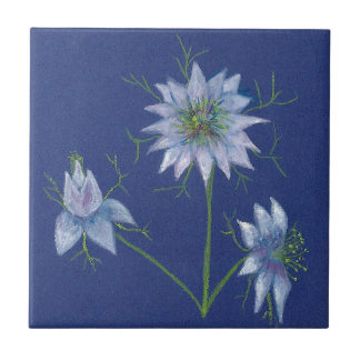 Blauer Blumendruck Keramik Dekorieren Tile Fliese