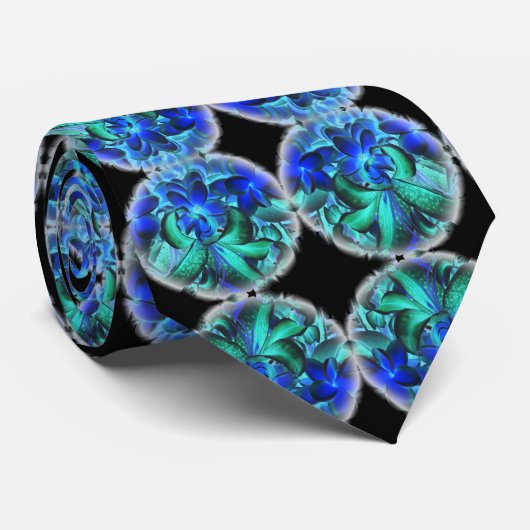 Blauer Blumendruck Krawatte (Gerollt)