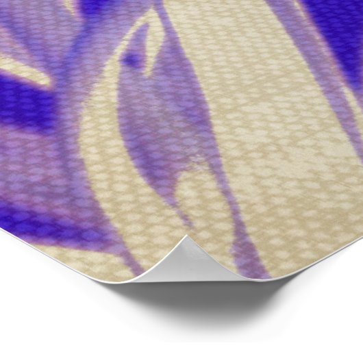 Blauer Blumendruck Poster (Ecke)