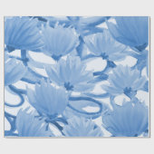 Blauer Blumenentwurf Geschenkpapier (Flach)
