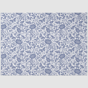 Blauer Blumenentwurf mit Vögeln und Schmetterlinge Seidenpapier