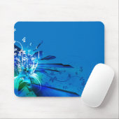 Blauer Blumenentwurf Mousepad (Mit Mouse)