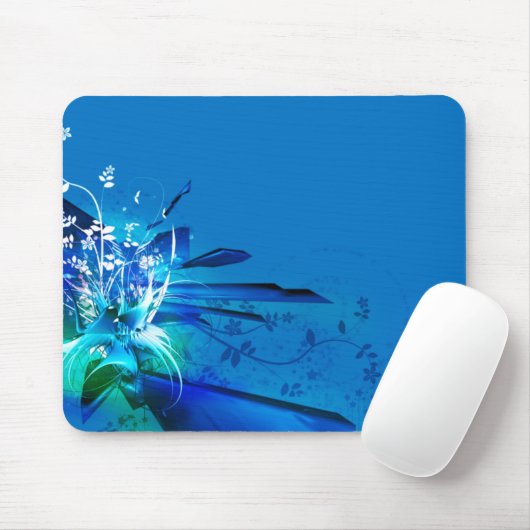Blauer Blumenentwurf Mousepad (Mit Mouse)