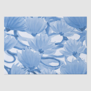 Blauer Blumenentwurf Seidenpapier