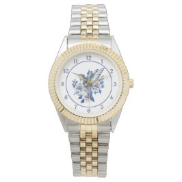 Blauer Blumener Kolibri Armbanduhr