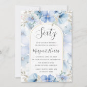 Blauer Blumengarten 60. Geburtstag Einladung (Vorderseite)