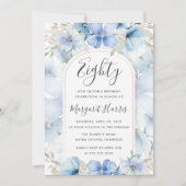 Blauer Blumengarten 80. Geburtstag Einladung (Vorderseite)