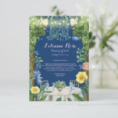 Blauer Blumengarten Brautparty Dankeskarte (Stehend Vorderseite)