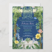 Blauer Blumengarten Brautparty Einladung (Vorderseite)