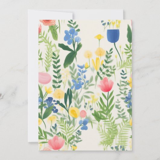 Blauer Blumengarten Brautparty Einladung (Rückseite)