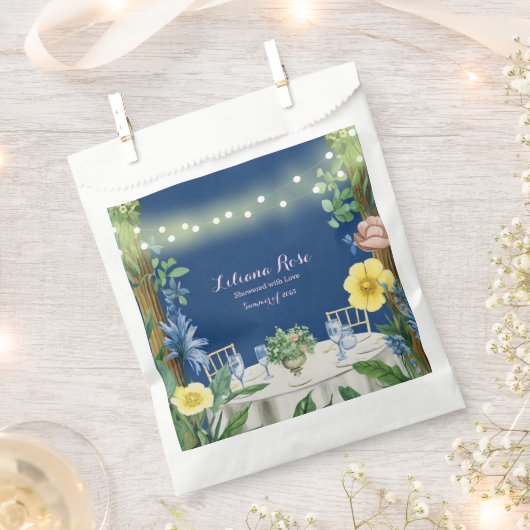 Blauer Blumengarten Brautparty Geschenktütchen (Ausgeschnitten)