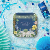 Blauer Blumengarten Brautparty Pappteller (Party)