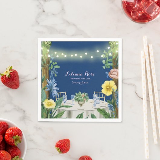 Blauer Blumengarten Brautparty Serviette (Beispiel)