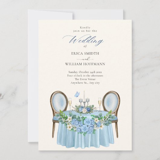 Blauer Blumengarten Einladung (Vorderseite)