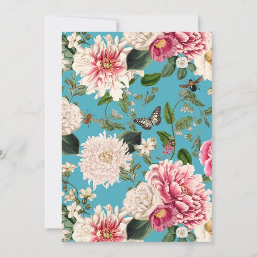 Blauer Blumengarten Einladung zur Hochzeit (Rückseite)