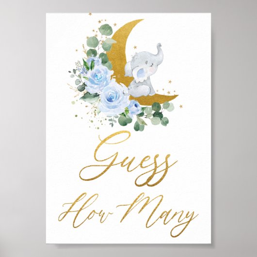 Blauer Blumengarten Elefant schätzt wie viele Zeic Poster (Vorne)