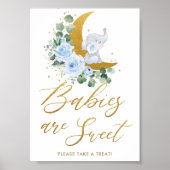 Blauer Blumengarten Elefantenbabys sind süß Poster (Vorne)