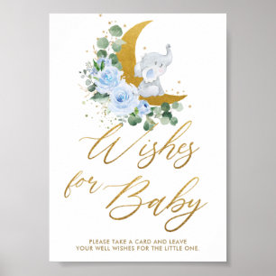 Blauer Blumengarten Elefantenwünsche für Babyzeich Poster