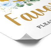 Blauer Blumengarten Elephant Crescent Moon Favorit Poster (Ecke)