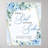 Blauer Blumengarten Gold Wählen Sie einen Platz au Poster (Vorne)