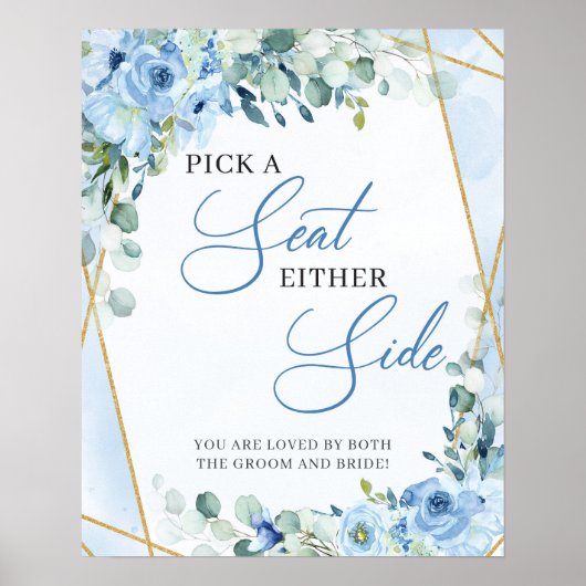 Blauer Blumengarten Gold Wählen Sie einen Platz au Poster (Vorne)