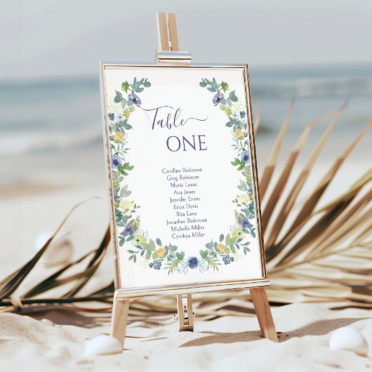 Blauer Blumengarten Hochzeit Einladung