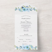 Blauer Blumengarten Hochzeit in einer Einladung (Innen Boden)
