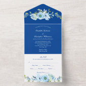 Blauer Blumengarten Hochzeit in einer Einladung (Innen Boden)