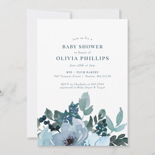 Blauer Blumengarten Kinderdusche (Vorderseite)