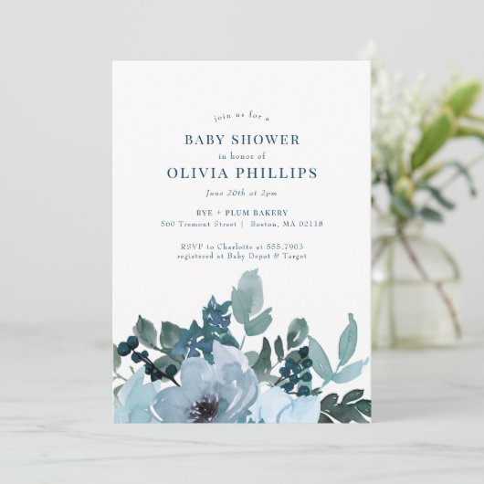 Blauer Blumengarten Kinderdusche (Stehend Vorderseite)