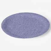 Blauer Blumengarten Pappteller (Schrägansicht)