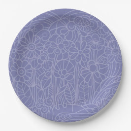 Blauer Blumengarten Pappteller