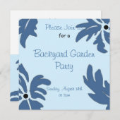 Blauer Blumengarten Party Einladung (Vorne/Hinten)