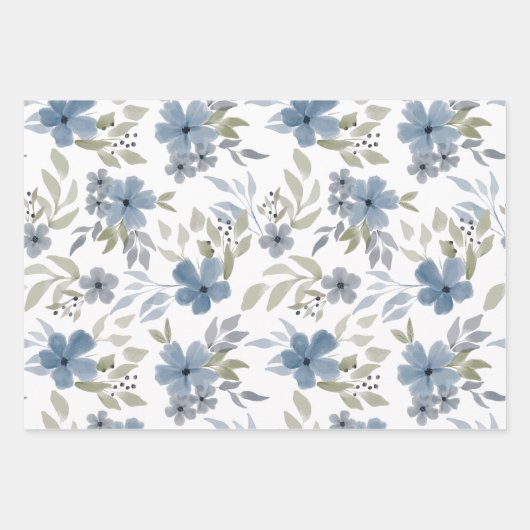 Blauer Blumengarten Schöner Blumengarten Geschenkpapier Set (Vorderseite)