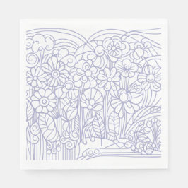 Blauer Blumengarten Serviette