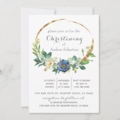 Blauer Blumengarten Taufe Junge Einladung (Vorderseite)