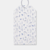 Blauer blumengeschmückter Hochzeitsort Sitzplatz V Geschenkanhänger (Rückseite)