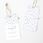 Blauer blumengeschmückter Hochzeitsort Sitzplatz V Geschenkanhänger