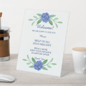 Blauer Blumengrün Foliage Hochzeitsicherheit Sockelschild (In SItu)