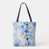 Blauer Blumenhain Frau Tote Tasche (Rückseite)
