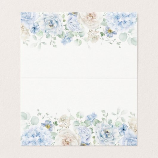 Blauer Blumenhain Hydrangea Blütentisch Platzkarte (Außenseite Aufgefaltet)